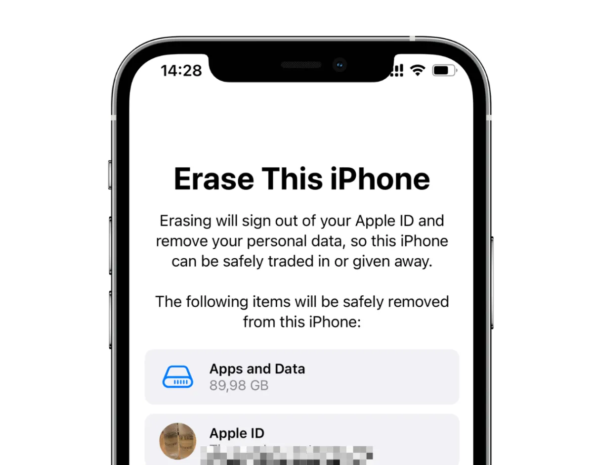 Erasing personal data from an iPhone before selling it
